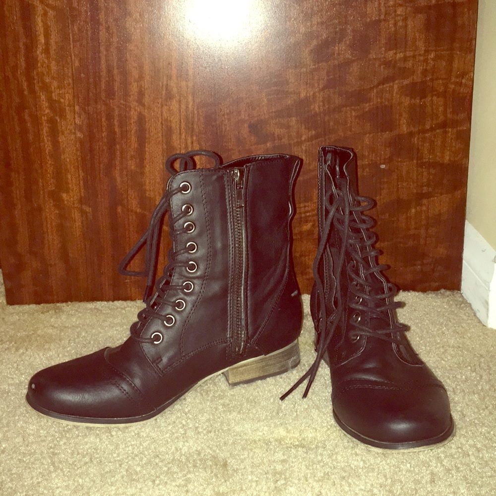 Black leather boots